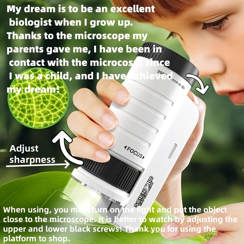 Microscope Kids Science - Handheld Microscope Kit Lab Home School