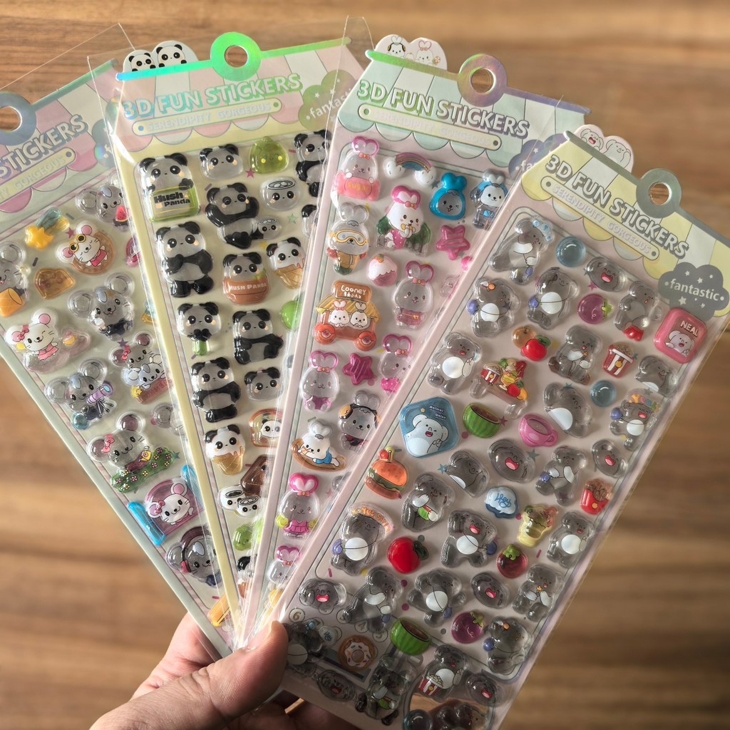 Kids Toys In Store - 4Pcs 3D Embossed Crystal Animal Stickers