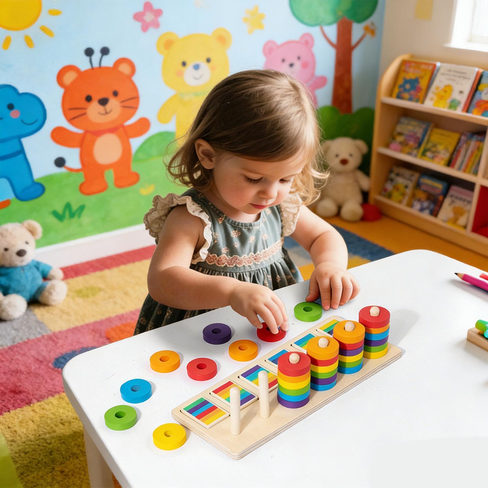 Wooden Blocks Stacking - Wooden Stacking Toys Educational Learning Block