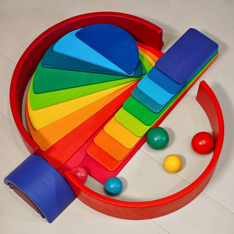 Wooden Rainbow Block Colorful  - Wooden Blocks Stacking review and price