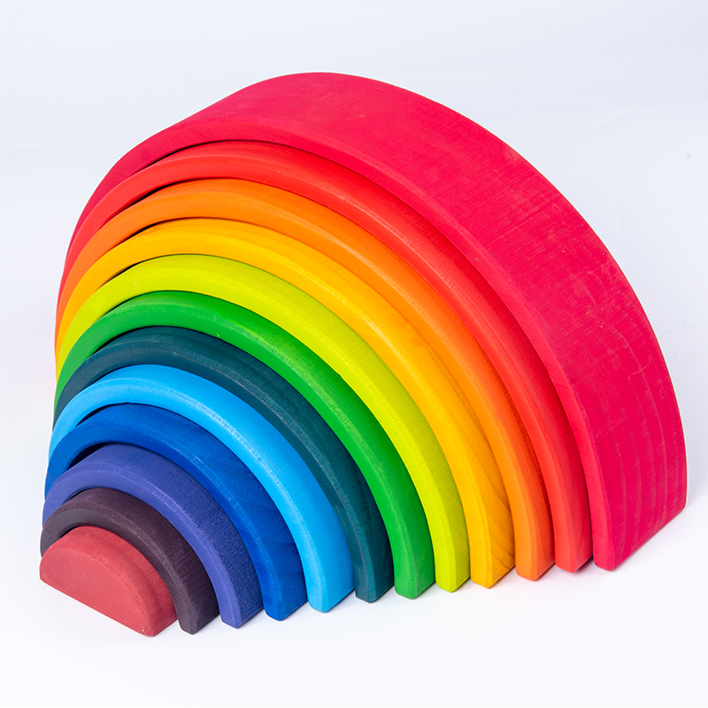 Wooden Rainbow Block Colorful  - Wooden Blocks Stacking review and price