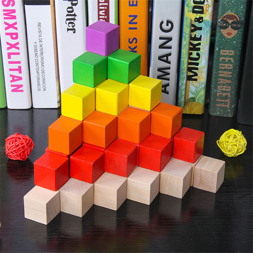 30Pcs/lot 2X2CM Wooden Colorfu - Wooden Blocks Stacking review and price
