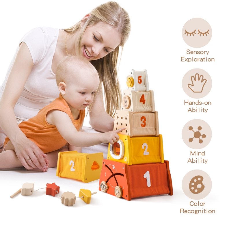 Kids Wooden Montessori Toys Th - Wooden Blocks Stacking review and price